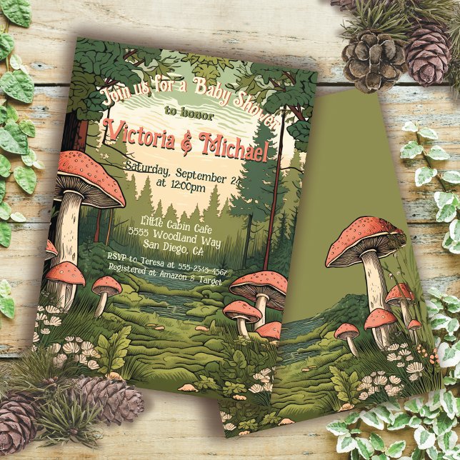 Convites Chá de fraldas da floresta Toadstool (Criador carregado)