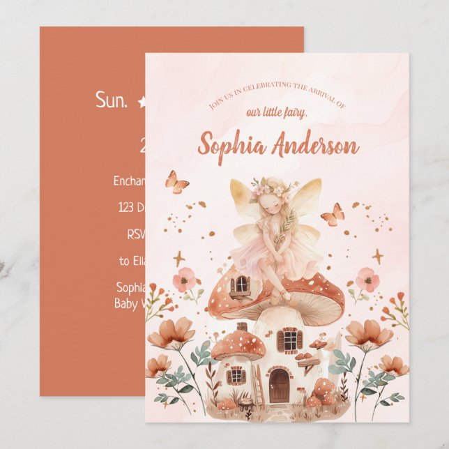 Convites Chá de fraldas da Garota do Cogumelo Florestal Enc (Frente/Verso)