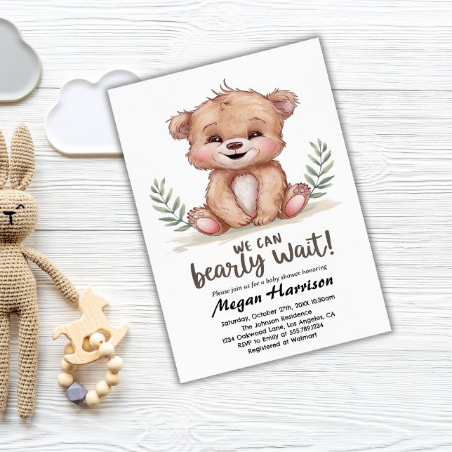 Convites Chá de fraldas da Garota do Urso Teddy (Criador carregado)