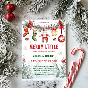 Convites Chá de fraldas da Linha de Vestuário de Natal