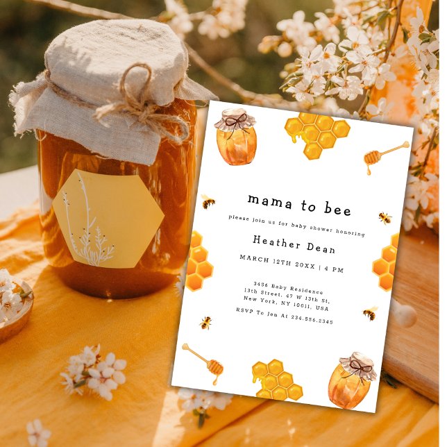 Convites Chá de fraldas da Mama de Bee Honey (Mama to Bee Honey Bumble Frame Baby Shower Invitation)