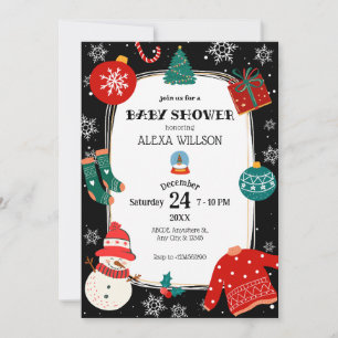 Convites Chá de fraldas da maravilha do Natal negro