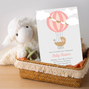 Convites Chá de fraldas da menina do balão da carruagem d