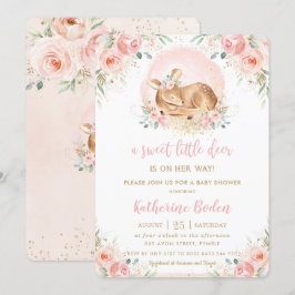 Convites Chá de fraldas Da Menina Floral Chic Blush