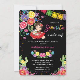 Convites Chá de fraldas da Menina Floral Mexicana