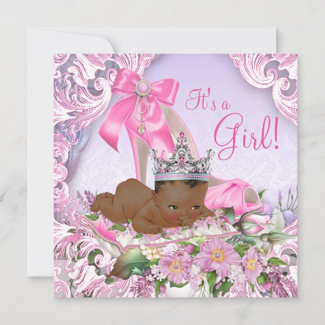 Convites Chá de fraldas da Princesa Africana Americana (Frente)
