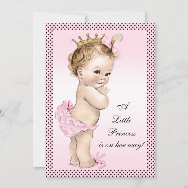Convites Chá de fraldas da Princesa Bonita Vintage (Frente)