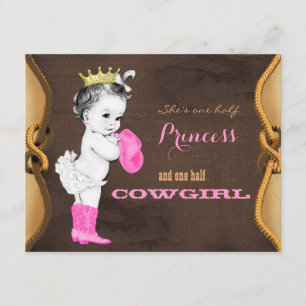 Convites Chá de fraldas da Princesa Cowgirl Rosa