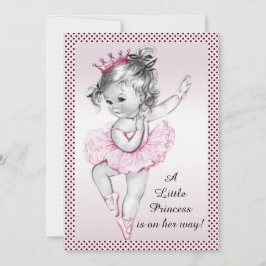 Convites Chá de fraldas da Princesa Cute Vintage Ballerina