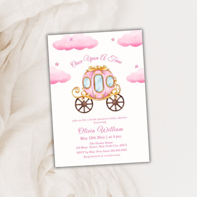 Convites Chá de fraldas da Princesa de Fairytala Cloud Star (Cloud Star Fairytale Princess Carriage Baby Shower Invitation)