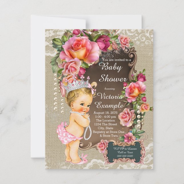 Convites Chá de fraldas da Princesa de Raiva (Frente)