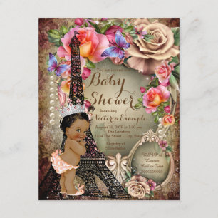 Convites Chá de fraldas da Princesa Étnica Vintage em Paris