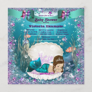 Convites Chá de fraldas da princesa Menina da sereia