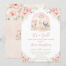 Chá de fraldas Da Rapariga Floral Rosa-Blush Chic