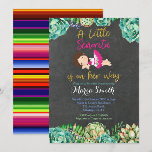 Convites Chá de fraldas da Senhorita Green Cactus Fiesta B