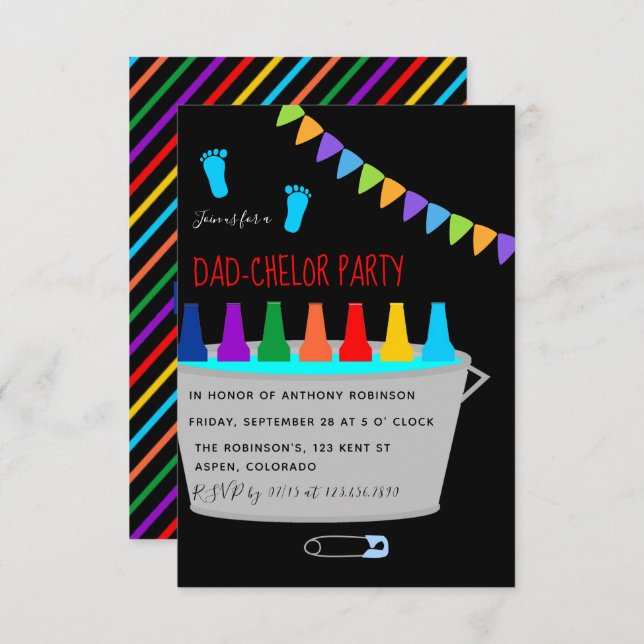 Convites Chá de fraldas Dadchelor Beer Keg (Frente/Verso)