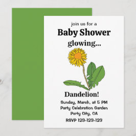 Convites Chá de fraldas Dandelion Girl