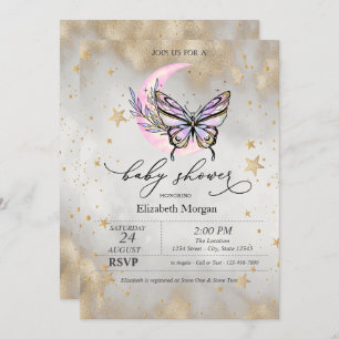 Convites Chá de fraldas das Estrelas Celestiais da Lua da B