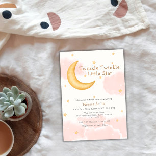 Convites Chá de fraldas das Estrelas da Lua Twinkle