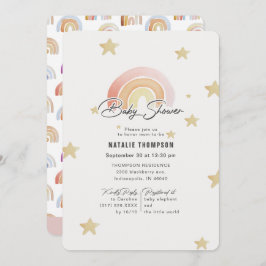 Convites Chá de fraldas das Estrelas do Arco-Íris Rosa