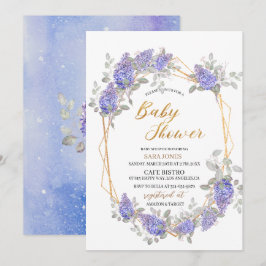Convites Chá de fraldas das Flores de Aquarela Lilac Elegan