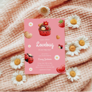 Convites Chá de fraldas das Flores do Cupcake Ladybug