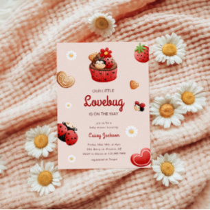 Convites Chá de fraldas das Flores do Cupcake Ladybug