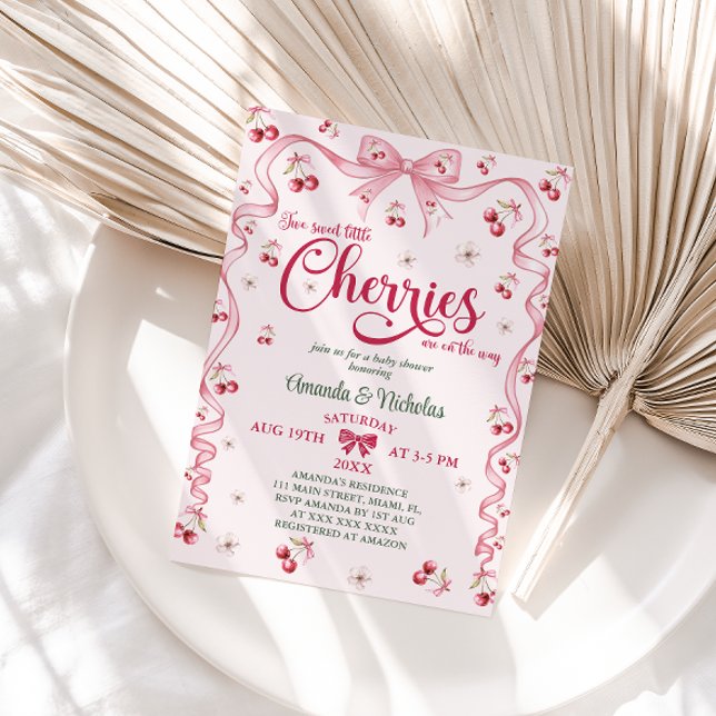 Convites Chá de fraldas das Garotas Gêmeas de Cherry Arco (Criador carregado)