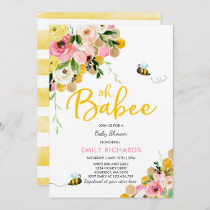 Convites Chá de fraldas De Abelhas Chá De Bebês