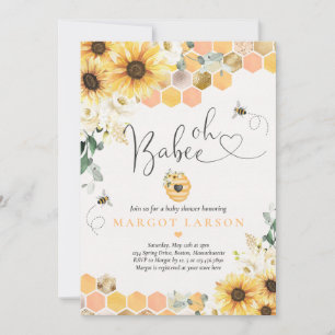 Convites Chá de fraldas De Abelhas De Girassol Oh Babee Chá