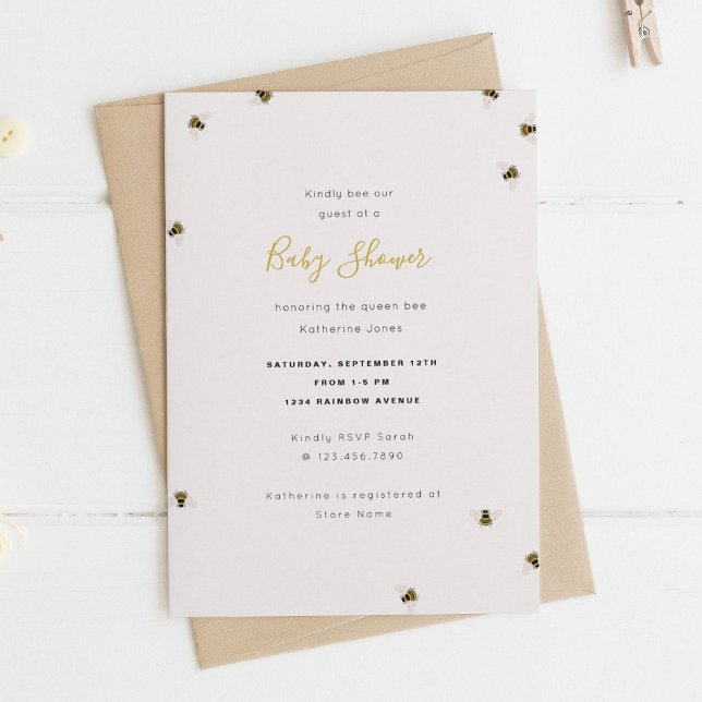 Convites Chá de fraldas de abelhas do mel (Criador carregado)