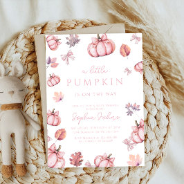 Convites chá de fraldas de abóbora, arco rosa-branca