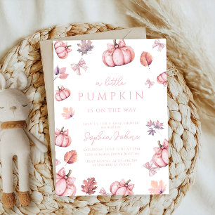 Convites chá de fraldas de abóbora, arco rosa-branca