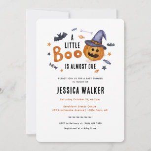 Convites Chá de fraldas de Abóbora de Boo Halloween