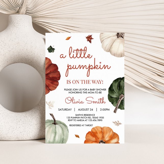 Convites Chá de fraldas de Abóbora de Queda de Burgundy (Fall Pumpkin Baby Shower Invitation)