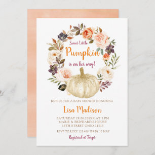 Convites Chá de fraldas de abóbora elegante