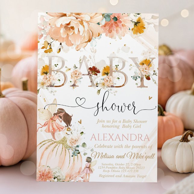 Convites Chá de fraldas De Abóbora Está A Caminho Um Pouco  (Pumpkin Baby Shower - A Little Pumpkin Is On The Way Invitation)