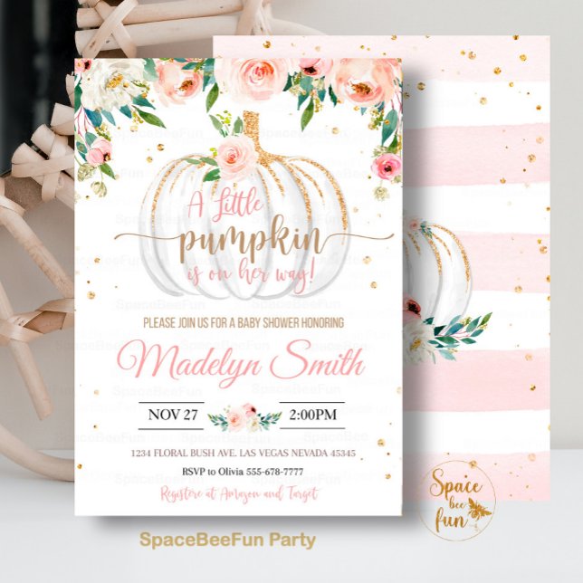 Convites Chá de fraldas De Abóbora Está A Caminho Um Pouco  (Criador carregado)