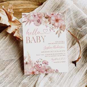 Convites Chá de fraldas de Abóbora Floral Boho Fall