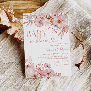 Convites Chá de fraldas de Abóbora Floral Boho Fall
