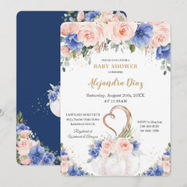 Convites Chá de fraldas de Abóbora Floral de Blush Real Chi