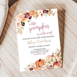 Convites Chá de fraldas de Abóbora Floral Floral