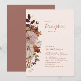 Convites Chá de fraldas de Abóbora Floral Russo de outono