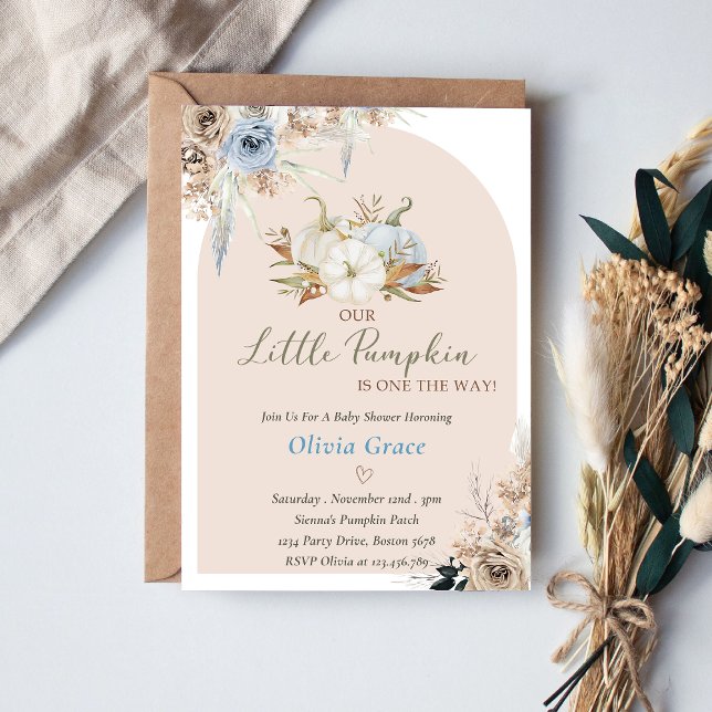 Convites Chá de fraldas De Abóbora Nosso Pequeno Abóbora (Criador carregado)