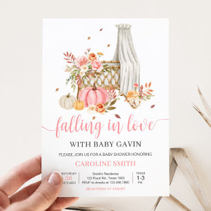 Convites Chá de fraldas De Abóbora Rosa