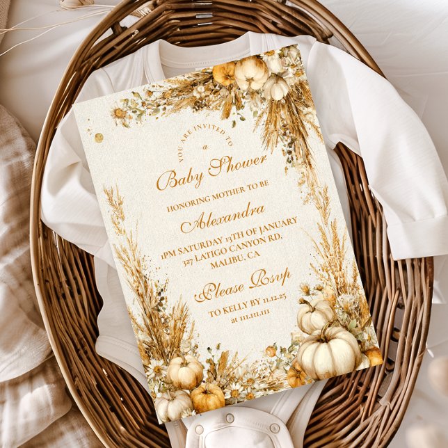 Convites Chá de fraldas de Abóbora Russo de outono (Criador carregado)