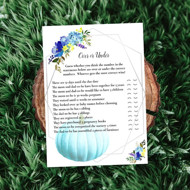 Convites Chá de fraldas de abóbora sobre ou embaixo | Azul (Criador carregado)