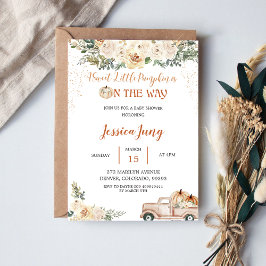 Convites Chá de fraldas De Abóbora Uma Pequena Pumpkin Doce