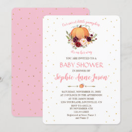 Convites Chá de fraldas de Ação de Graças de Pequeno Pumpki