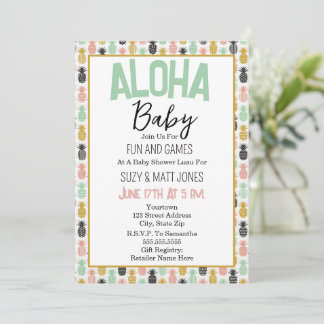 Convites Chá de fraldas de Aloha tropical de Luau Havaiana
